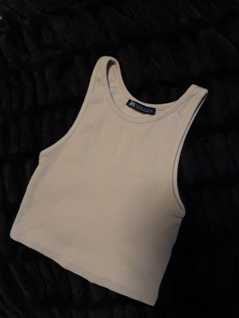 Zara Beige Ribbed Cropped Tank
